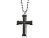 Men's Titanium Black Plated Cross Pendant Necklace with Chain (22 Inches)